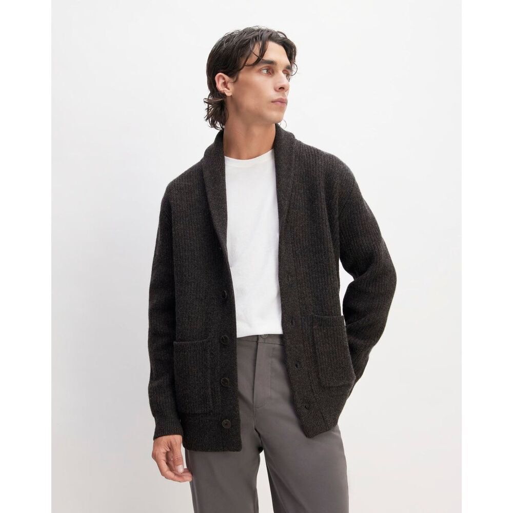 Everlane The Felted Merino Shawl Collar Cardigan Charcoal Gray Men’s Size L NWT